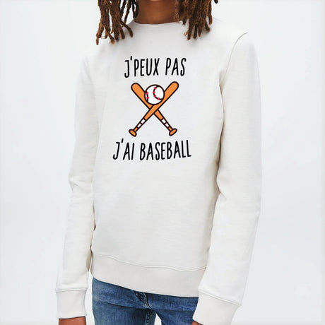 Sweat Enfant J'peux pas j'ai baseball Blanc