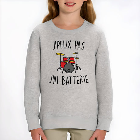 Sweat Enfant J'peux pas j'ai batterie Gris