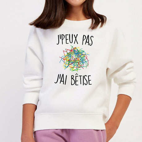 Sweat Enfant J'peux pas j'ai bêtise Blanc