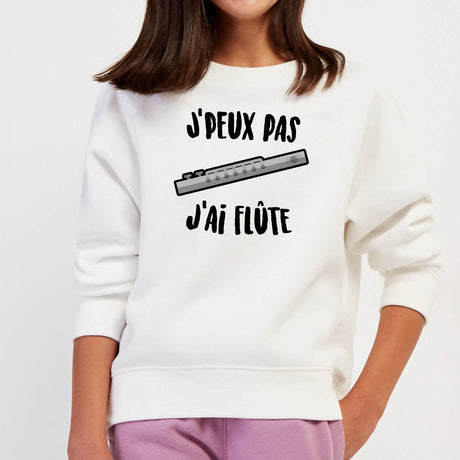 Sweat Enfant J'peux pas j'ai flûte Blanc