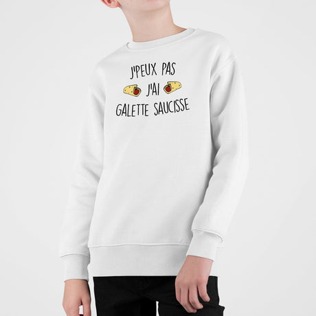 Sweat Enfant J'peux pas j'ai galette saucisse Blanc