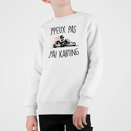 Sweat Enfant J'peux pas j'ai karting Blanc