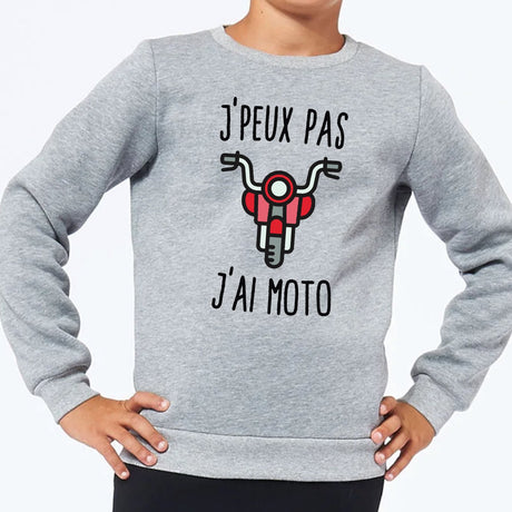 Sweat Enfant J'peux pas j'ai moto Gris