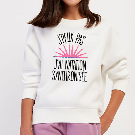 Sweat Enfant J'peux pas j'ai natation synchronisée Blanc