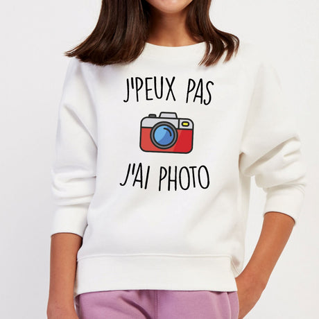 Sweat Enfant J'peux pas j'ai photo Blanc