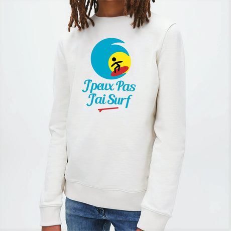 Sweat Enfant J'peux pas j'ai surf Blanc