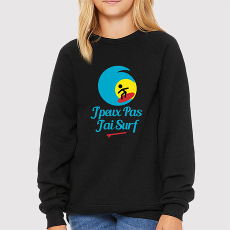 Sweat Enfant J'peux pas j'ai surf Noir