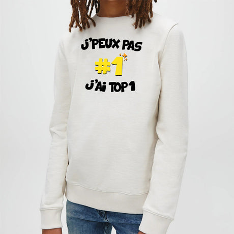 Sweat Enfant J'peux pas j'ai TOP1 Blanc