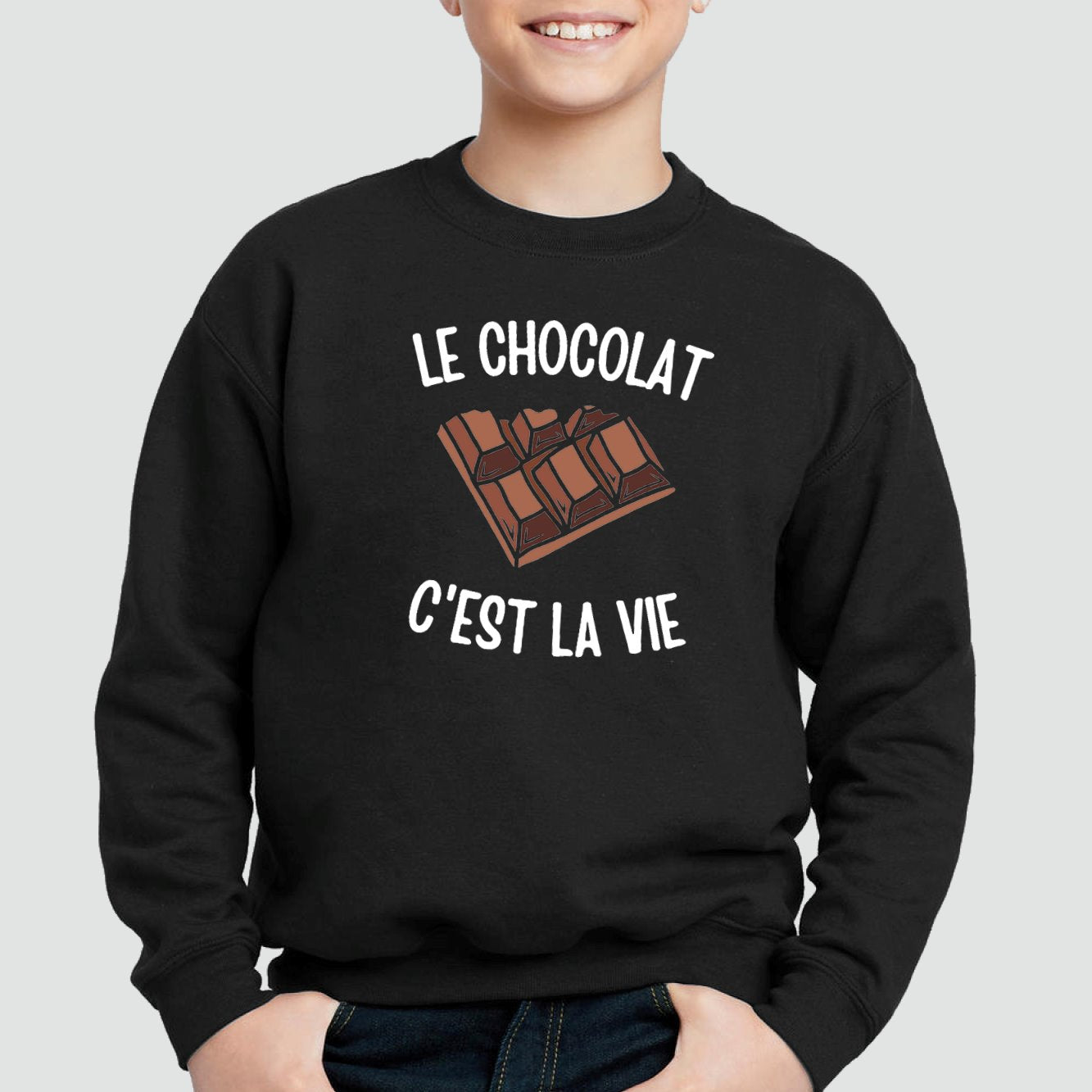 Sweat Enfant Le chocolat c'est la vie Noir