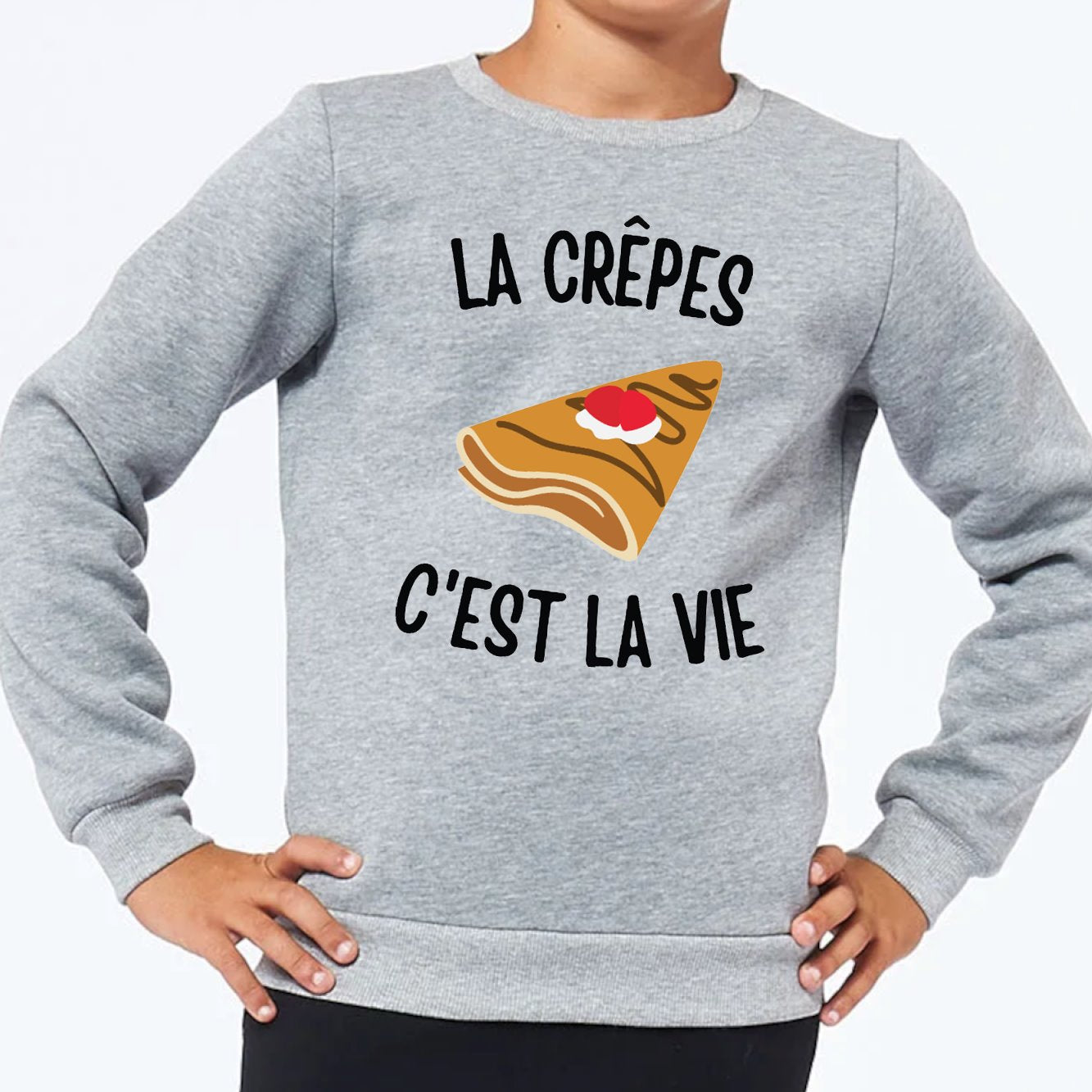 Sweat Enfant Les crêpes c'est la vie Gris