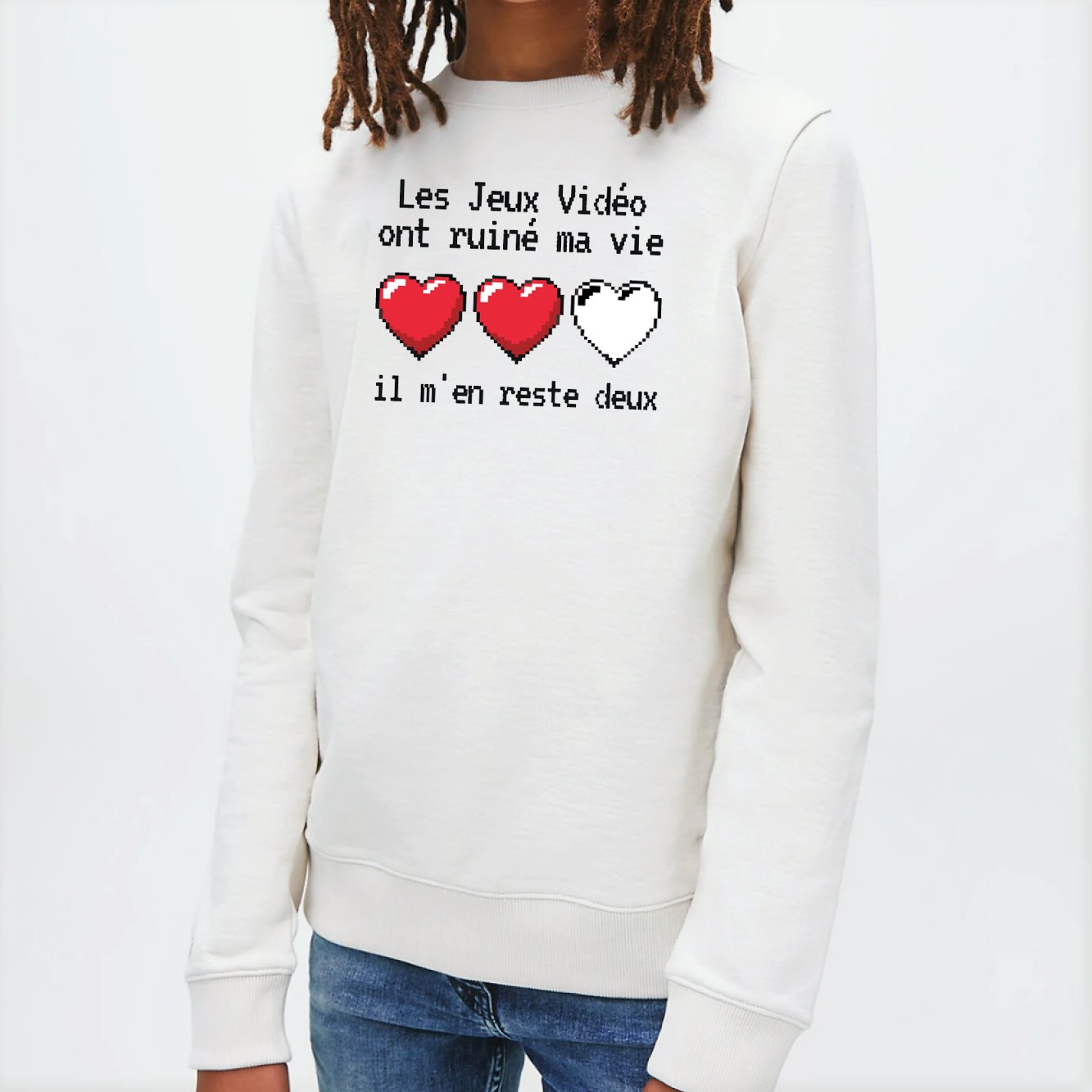 Sweat Enfant Les jeux vidéo ont ruiné ma vie il m'en reste deux Blanc