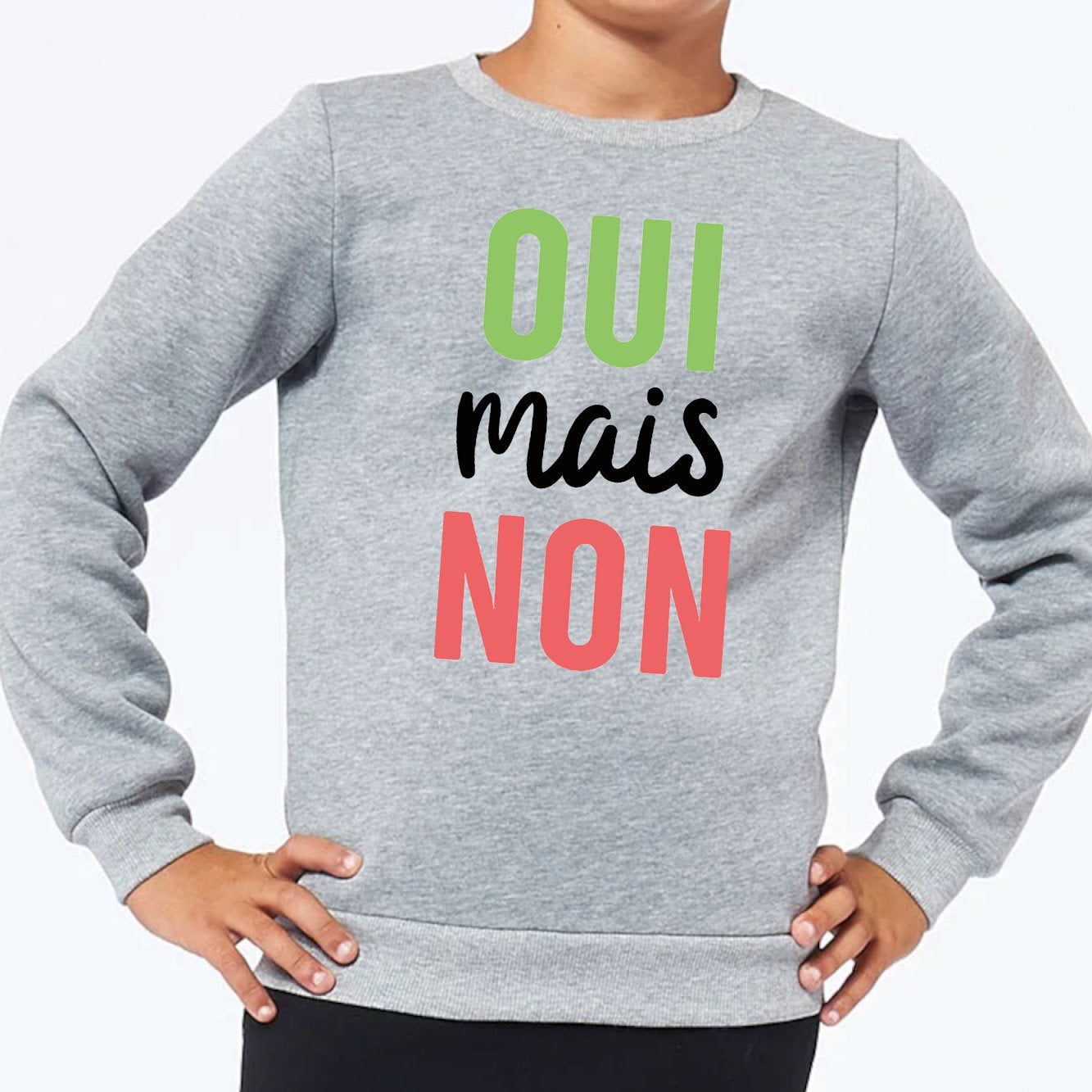 Sweat Enfant Oui mais non Gris