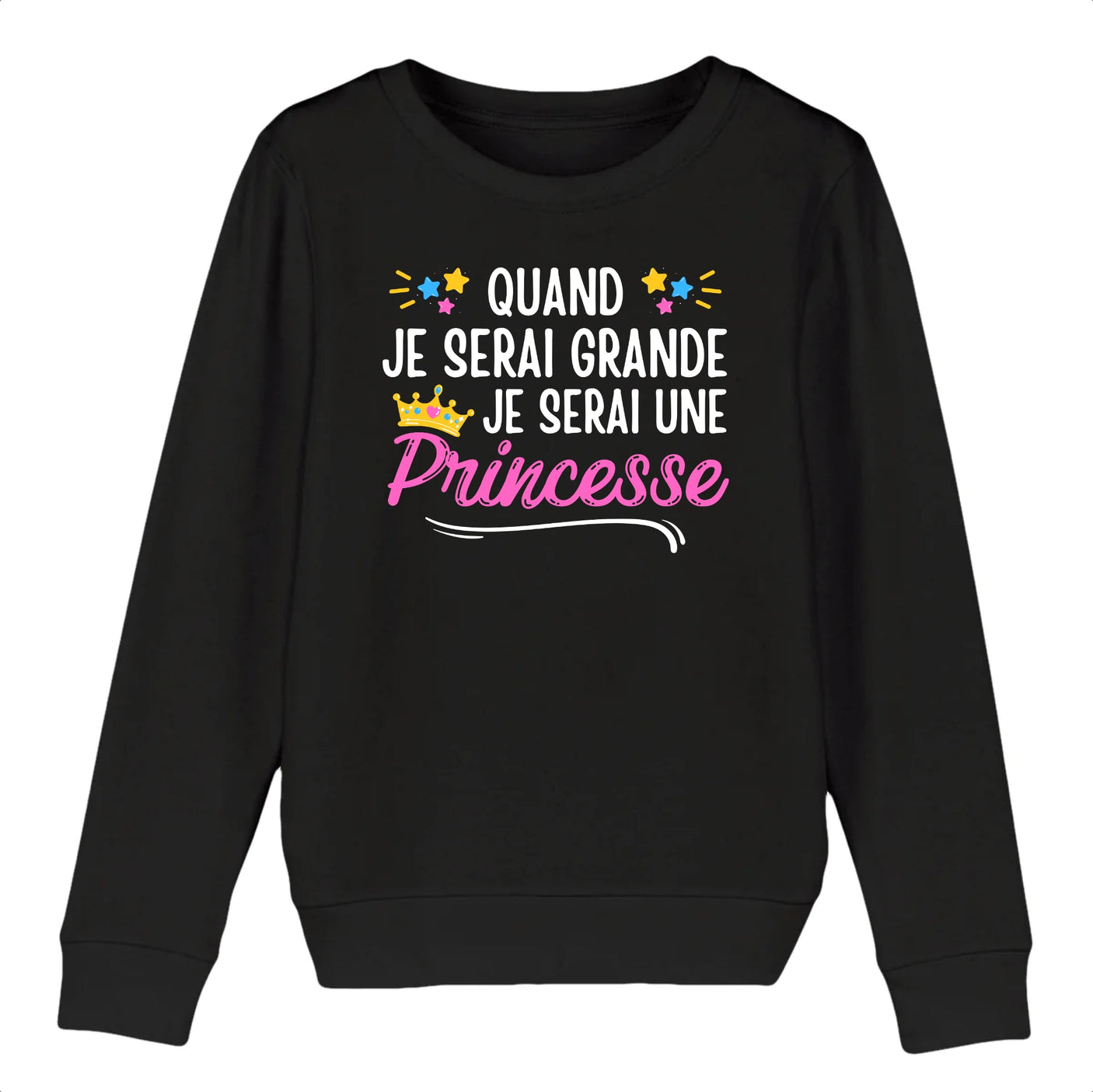 Sweat Enfant Quand je serai grande je serai une princesse 