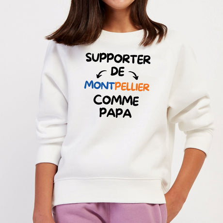 Sweat Enfant Supporter de Montpellier comme papa Blanc