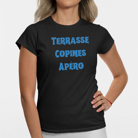 T-Shirt Femme Terrasse copines apéro Noir