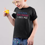 T-Shirt Enfant 50% maman 50% papa Noir