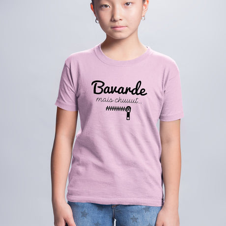 T-Shirt Enfant Bavarde mais chut Rose