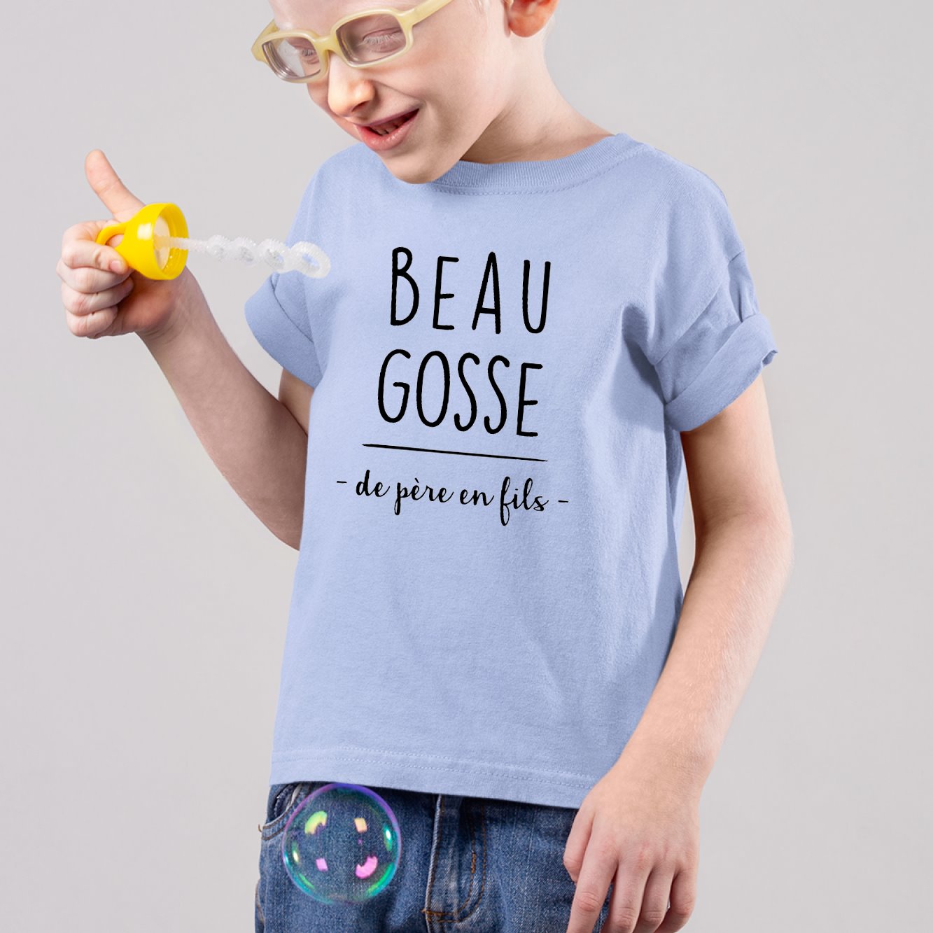 T-Shirt Enfant Beau gosse de père en fils Bleu
