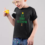T-Shirt Enfant Ça sent le sapin Noir
