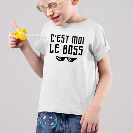 T-Shirt Enfant C'est moi le boss Blanc