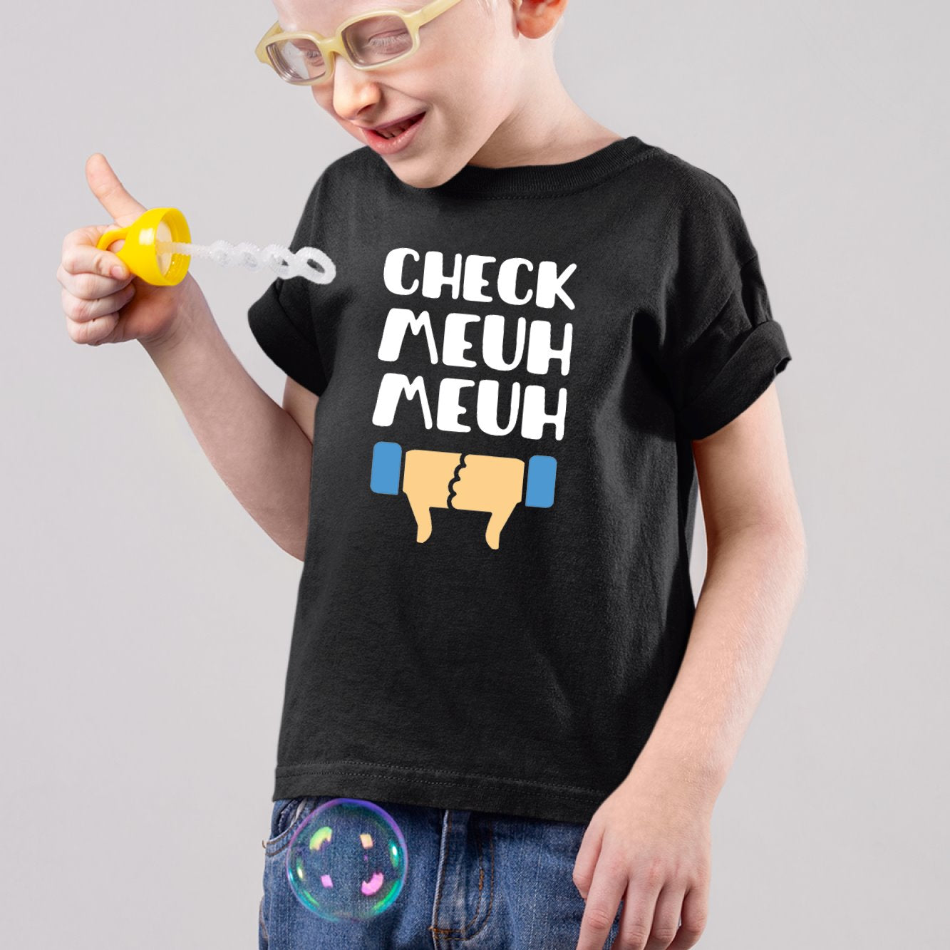 T-Shirt Enfant Check meuh meuh Noir