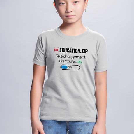 T-Shirt Enfant Éducation téléchargement en cours Gris