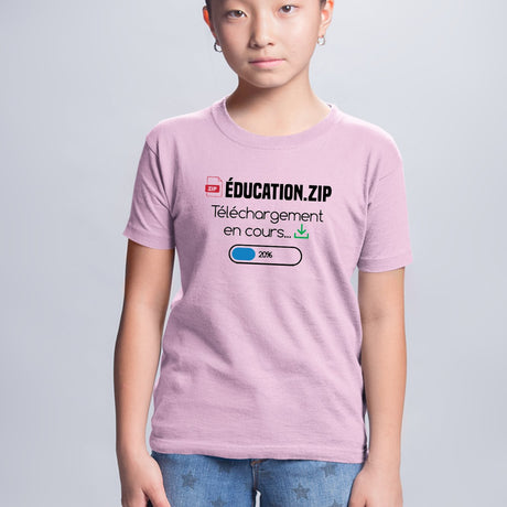 T-Shirt Enfant Éducation téléchargement en cours Rose