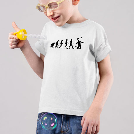 T-Shirt Enfant Évolution badminton Blanc