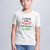 T-Shirt Enfant J'ai décidé d'être heureuse Blanc