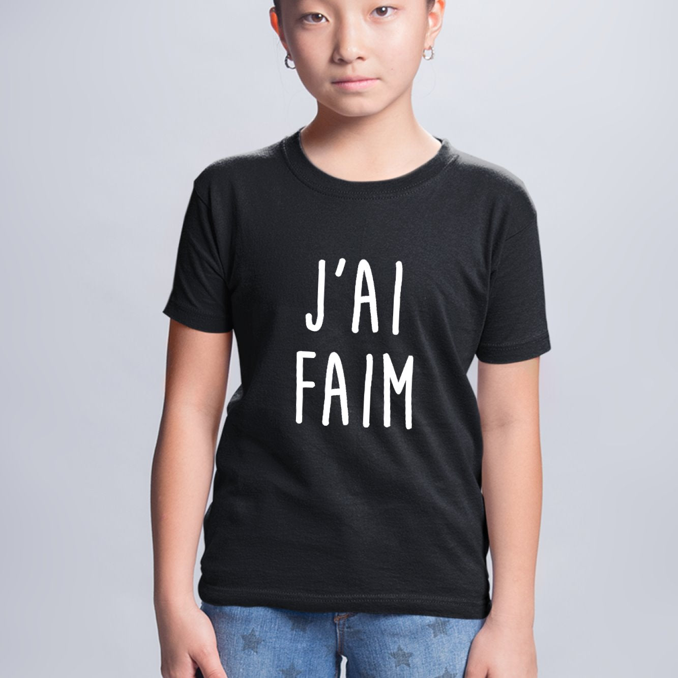 T-Shirt Enfant J'ai faim Noir