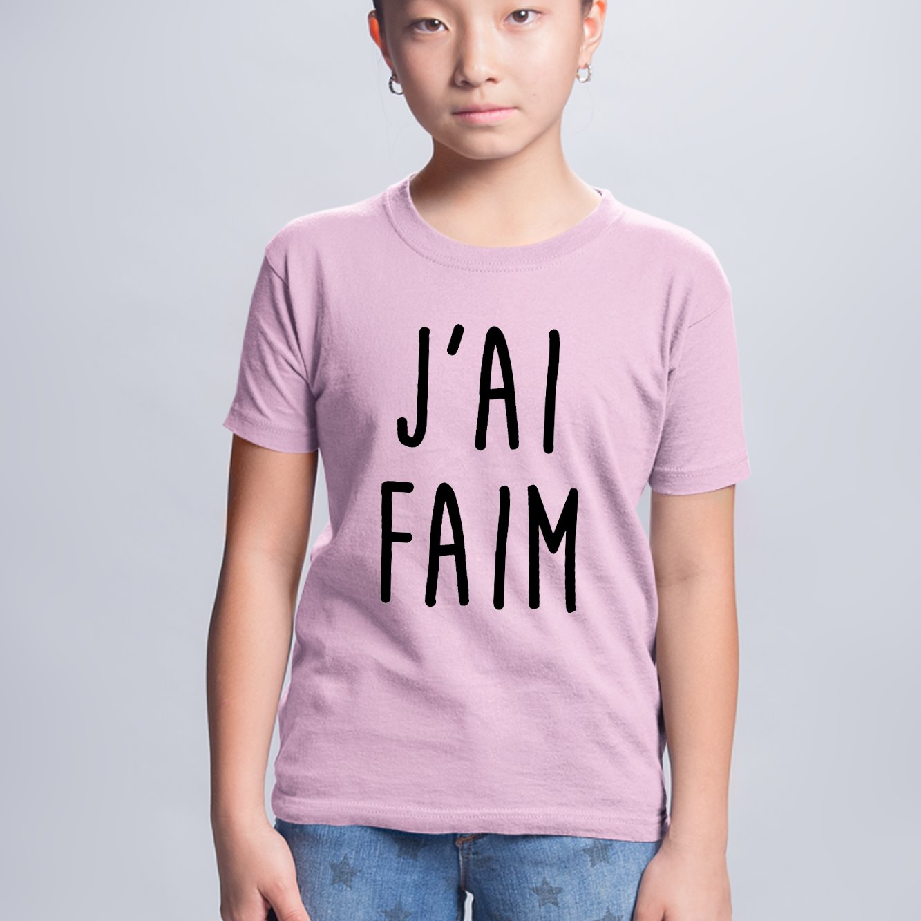 T-Shirt Enfant J'ai faim Rose