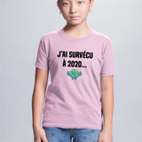 T-Shirt Enfant J'ai survécu à 2020 Rose
