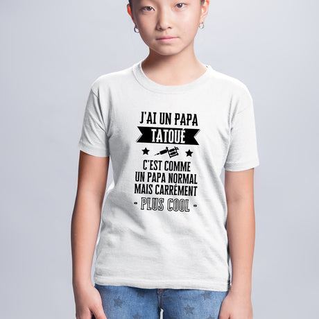 T-Shirt Enfant J'ai un papa tatoué Blanc