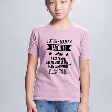 T-Shirt Enfant J'ai une maman tatouée Rose