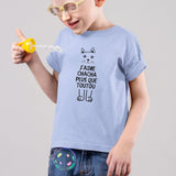 T-Shirt Enfant J'aime chacha plus que toutou Bleu