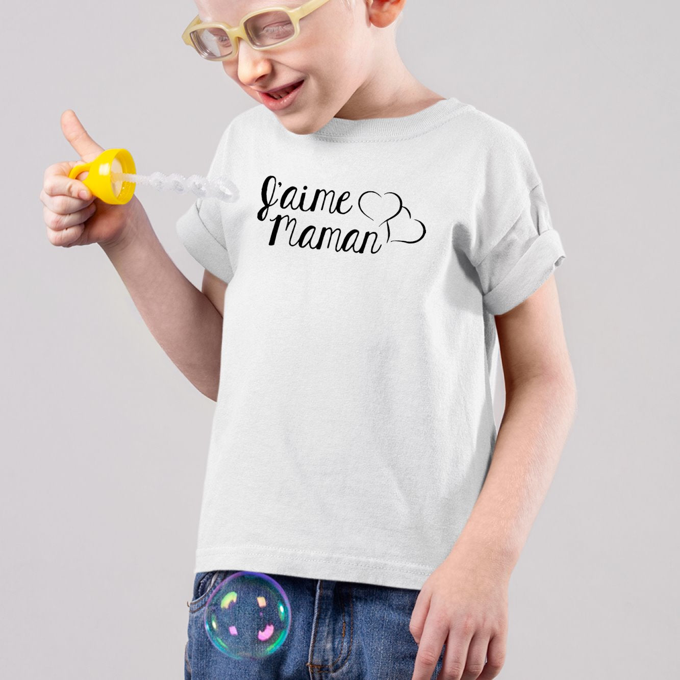 T-Shirt Enfant J'aime maman Blanc