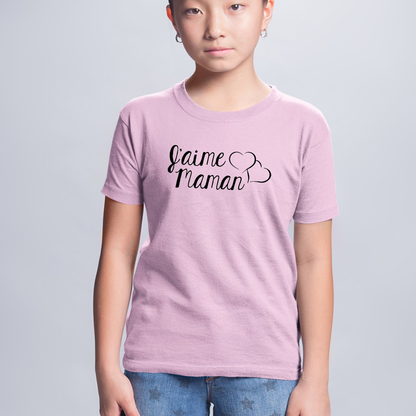 T-Shirt Enfant J'aime maman Rose