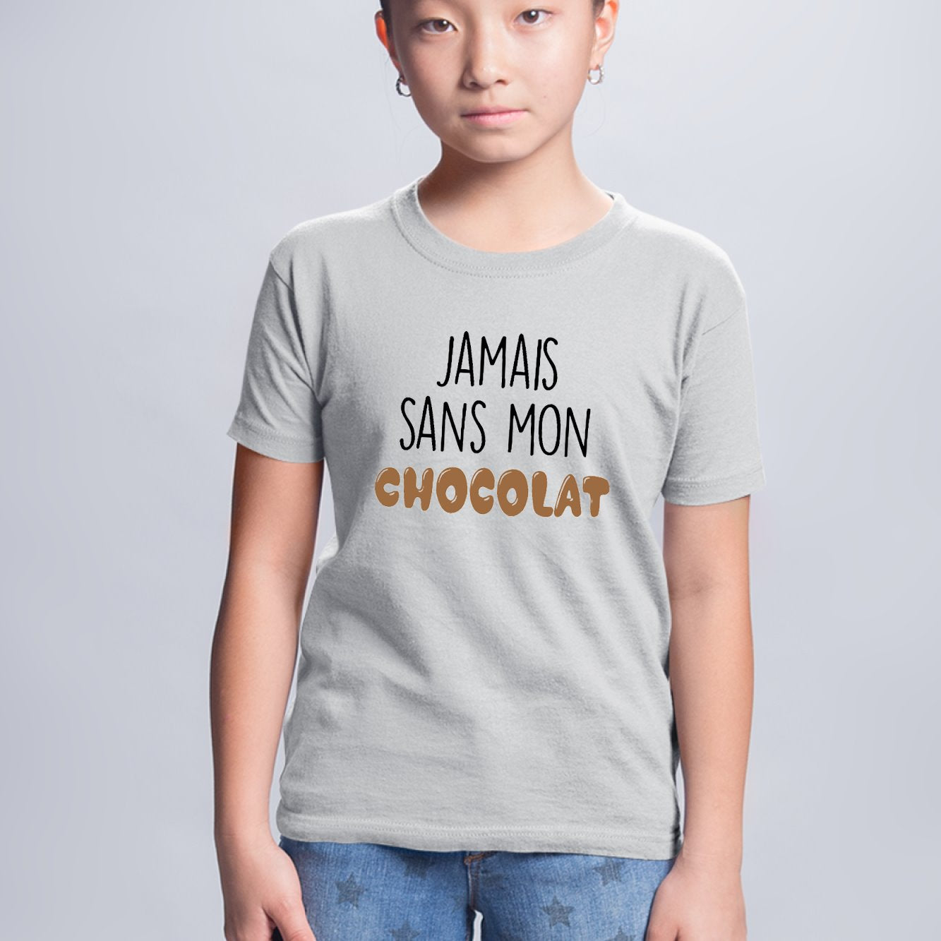 T-Shirt Enfant Jamais sans mon chocolat Gris