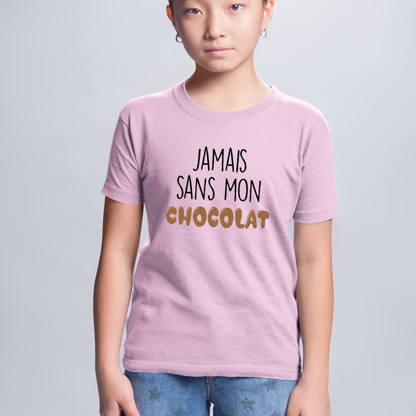 T-Shirt Enfant Jamais sans mon chocolat Rose