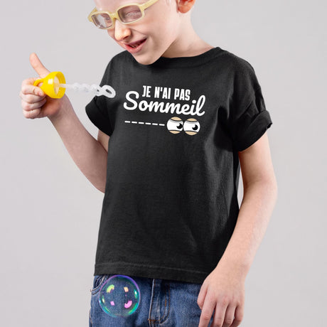 T-Shirt Enfant Je n'ai pas sommeil Noir