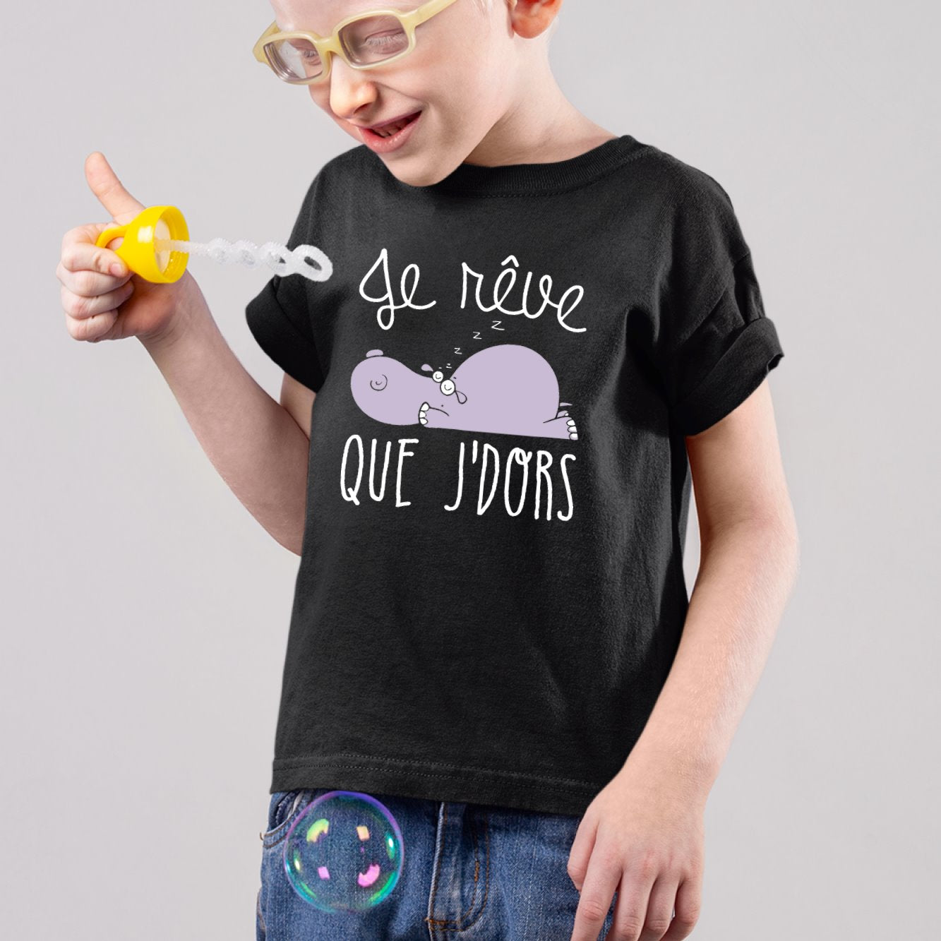 T-Shirt Enfant Je rêve que je dors Noir