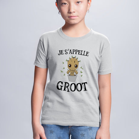 T-Shirt Enfant Je s'appelle Groot Gris