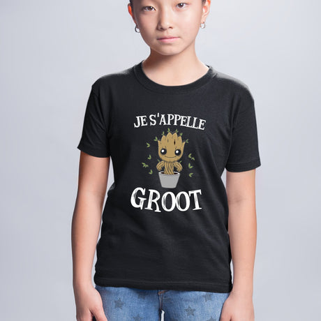 T-Shirt Enfant Je s'appelle Groot Noir