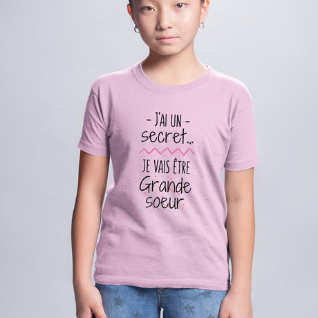 T-Shirt Enfant Je vais être grande soeur Rose