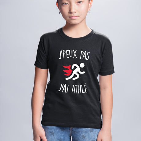 T-Shirt Enfant J'peux pas j'ai athlé Noir