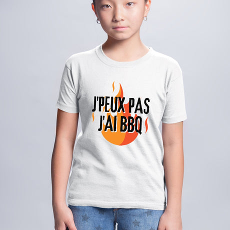 T-Shirt Enfant J'peux pas j'ai barbecue Blanc