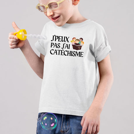 T-Shirt Enfant J'peux pas j'ai catéchisme Blanc