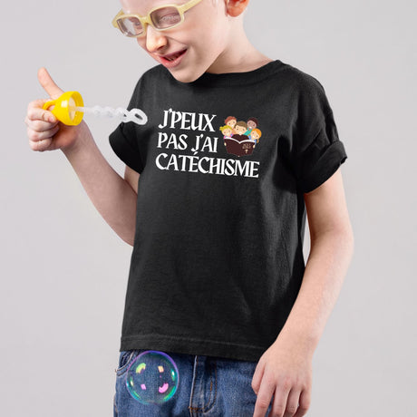 T-Shirt Enfant J'peux pas j'ai catéchisme Noir