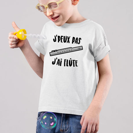 T-Shirt Enfant J'peux pas j'ai flûte Blanc