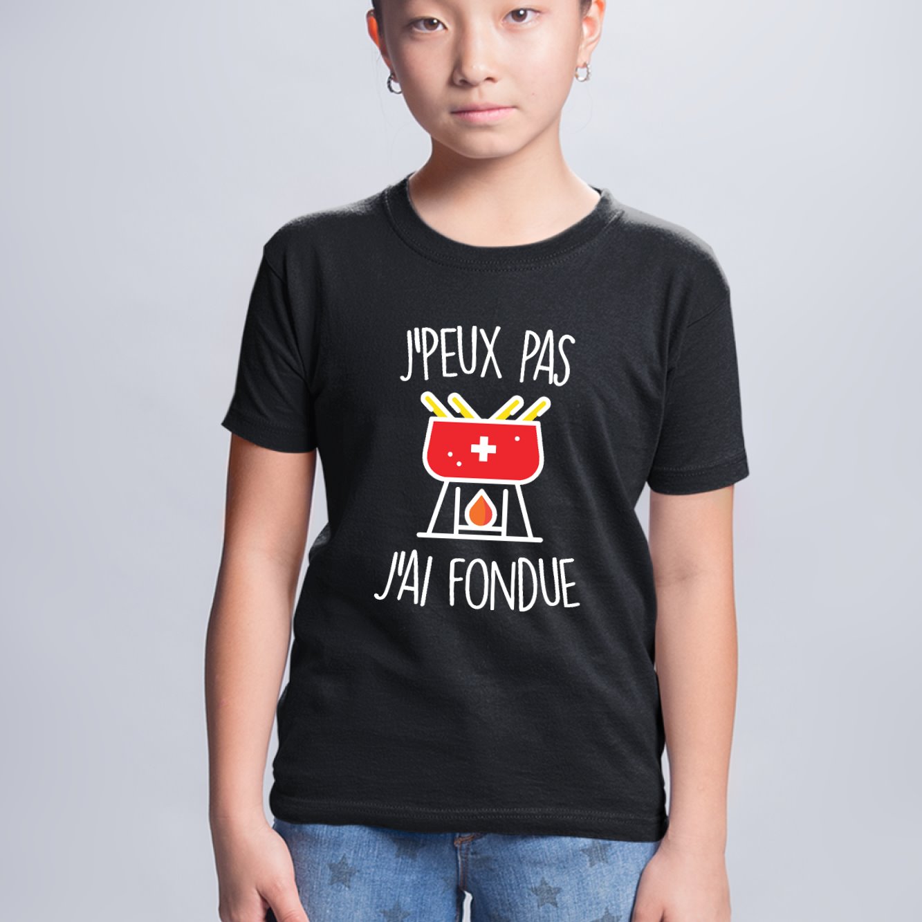 T-Shirt Enfant J'peux pas j'ai fondue Noir